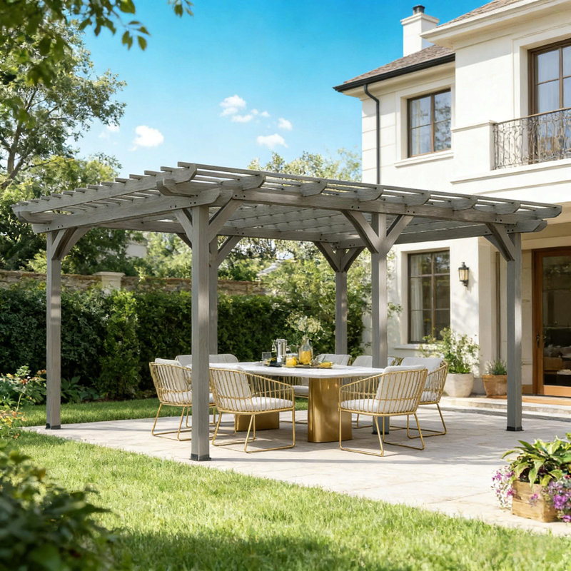 Stable Wooden Pergola,Grape Vine Gazebo,Outdoor Pergola, Gray