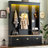 Elegant APP Controlled LED Light Hall Tree with 9 Hooks, Roman Column Design Natural Storage Bench with 3 Large Cabinets-1250936596