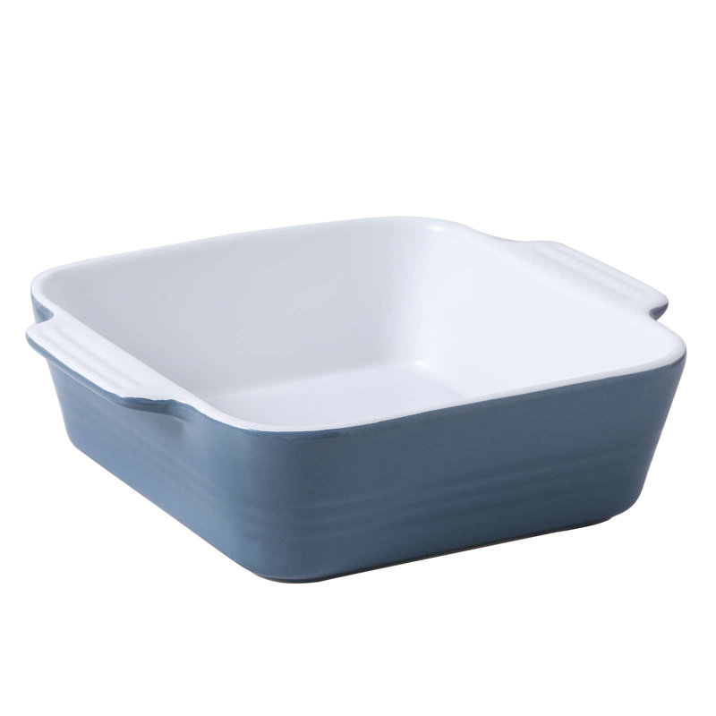 Plat de cuisson carré en céramique 8 po - moule à gâteau classique, Bleu brume