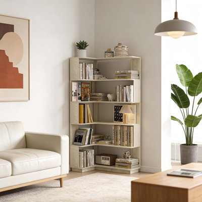 5-Tier L-Shaped Corner Bookshelf for Efficient Storage