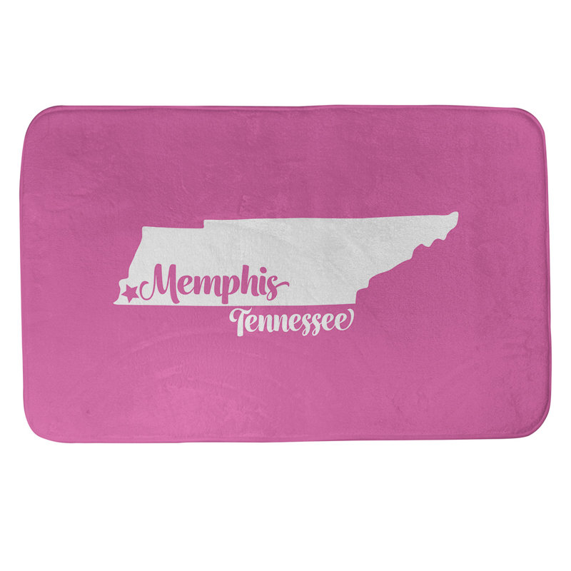Tapis rectangulaire antidérapant pour salle de bain, L 17 po x L 21 po, Rose, Memphis, Tennessee