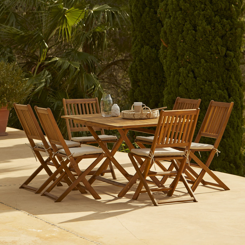 Nayoun 6 - Person Patio Dining Set with Rectangular Table, No Umbrella