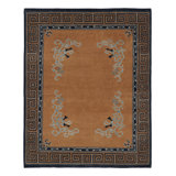 Art Deco One-of-a-Kind 3'7" X 4'7" Hand Knotted Area Rug