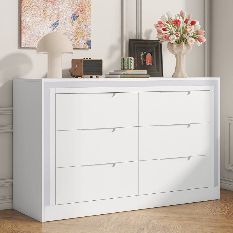 Commode à six tiroirs, Blanc