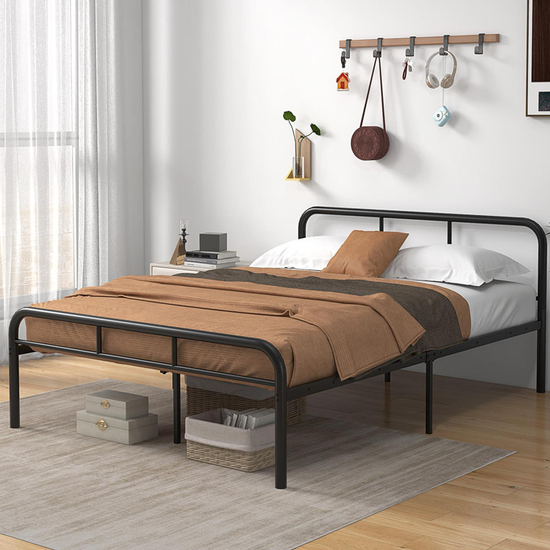 Maneh Metal Platforms Bed by Ebern Designs, Full, Black