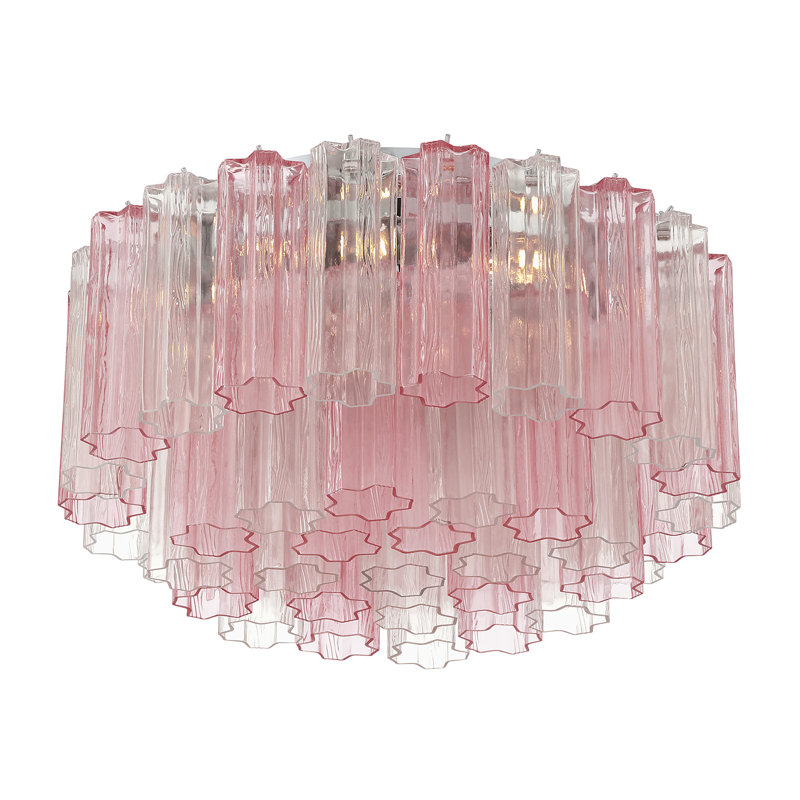Addis Light Polished  Flush Mount, Chrome, Pink