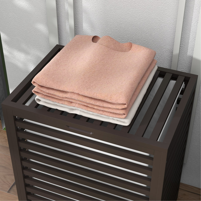 Panier à linge en bambou avec couvercle, Café