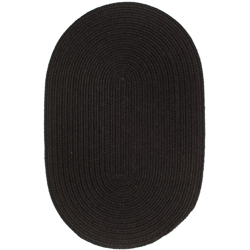 Tapis noir en laine tressée à la main Smyth, Ovale 3 pi x 5 pi