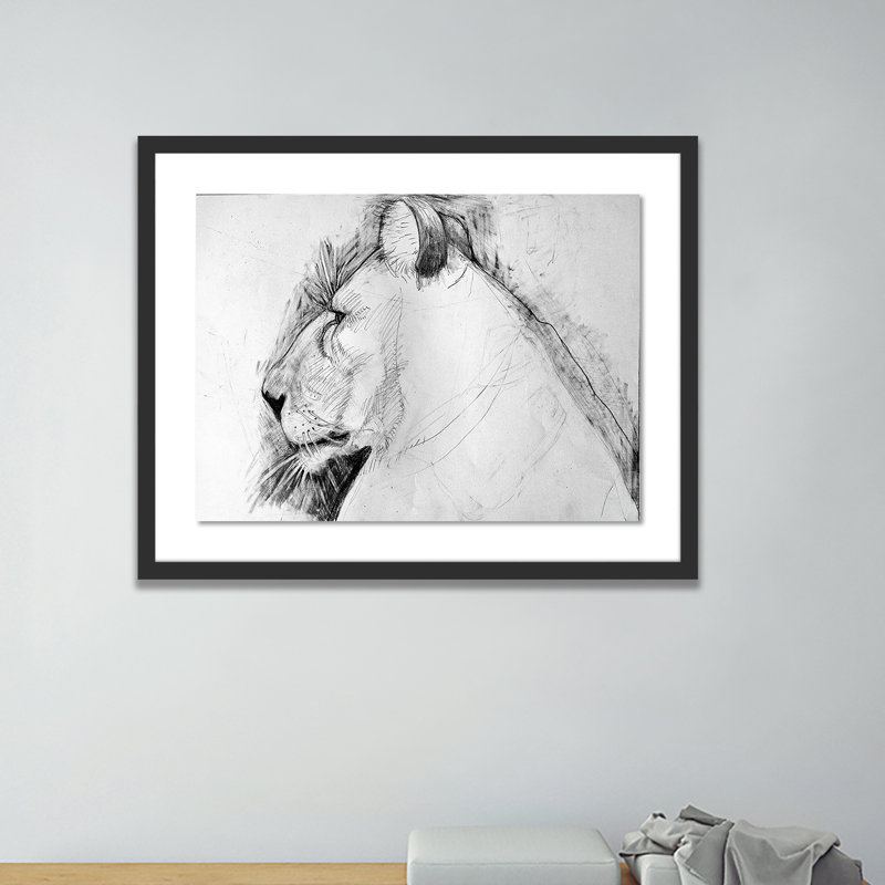 Lioness Profile Print by Amy Bautz, Black, 31" H x 40" W x 2.5" D