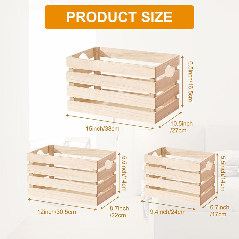 3-pack Decorative Wooden Nesting Crates
