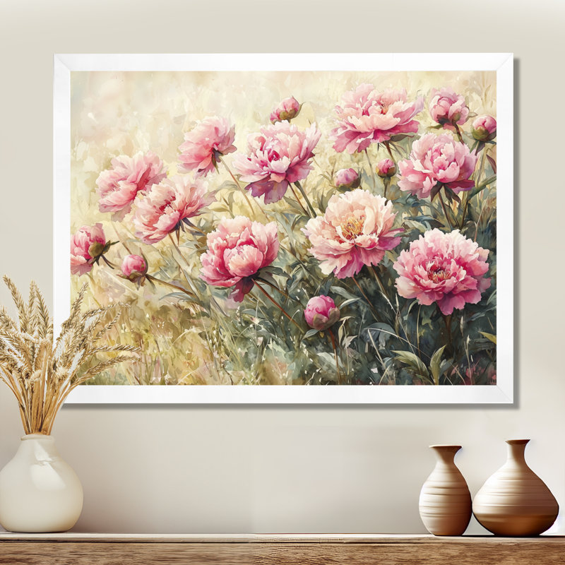 Marsha pivoines et la prairie d'été III - pivoines, art mural, Reproduction encadrée d'une seule photo, H 12 po x l 20 po