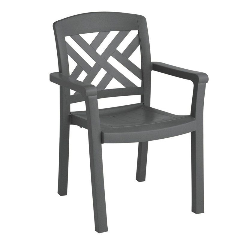 Grosfillex Sanibel Stackable Sidechair, Charcoal