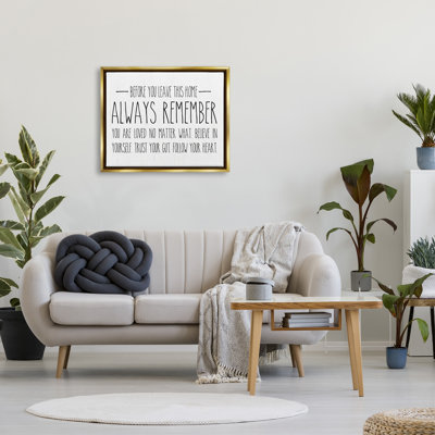 «Follow Your Heart» par Lettred and Lined - art textuel sur toile à cadre flottant