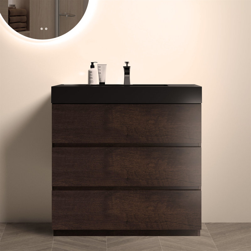 Meuble-lavabo autoportant 36 po avec lavabo 36 po, Noyer, Noir, noir, noir, noir