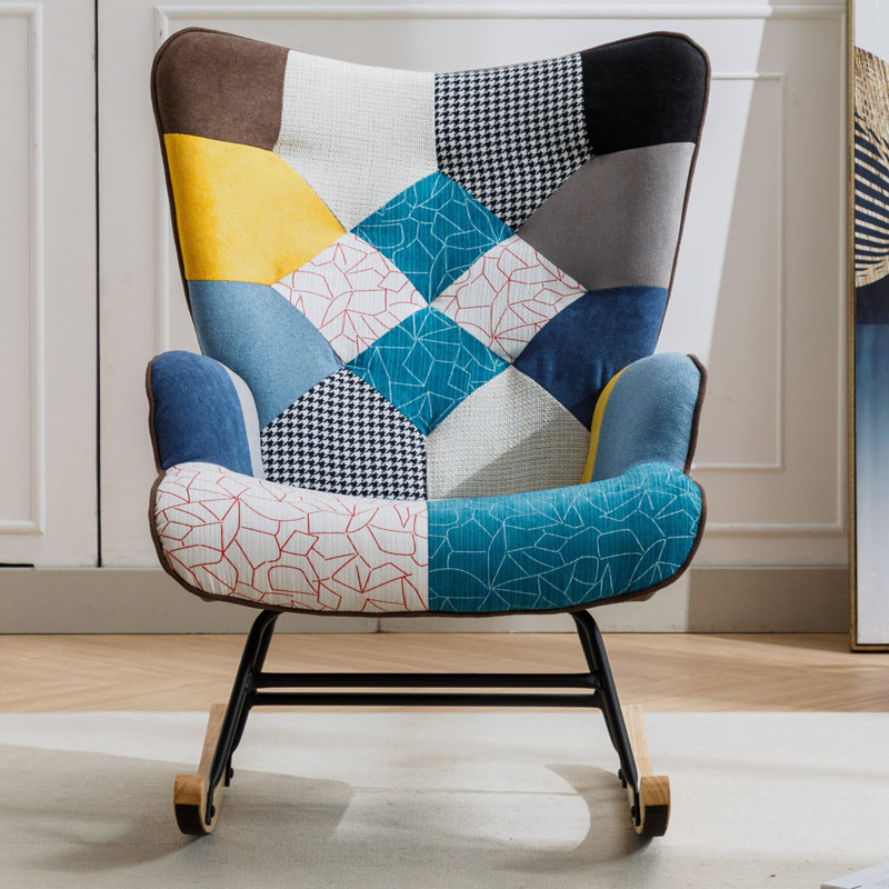 Chaise berçante en métal Myrissa, Bleu antique