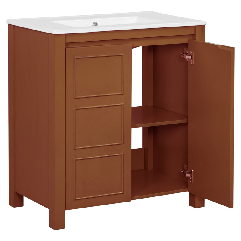 Meuble-lavabo 30 po avec plateau en céramique, Orange