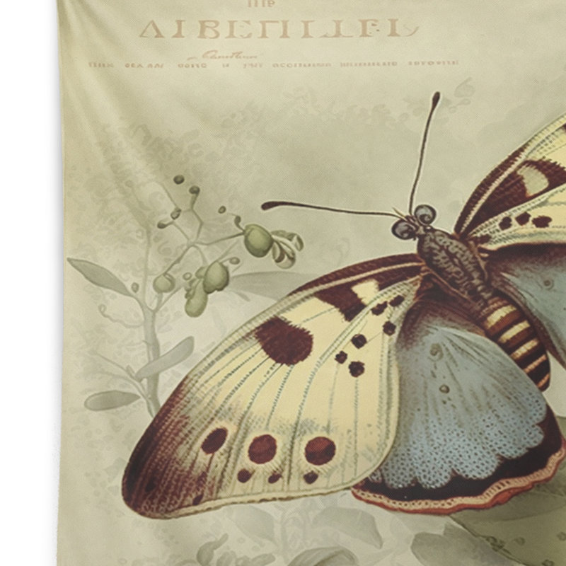 Illustration rétro en polyester de la tapisserie papillon III avec des punaises, H 50 po x l 60 po