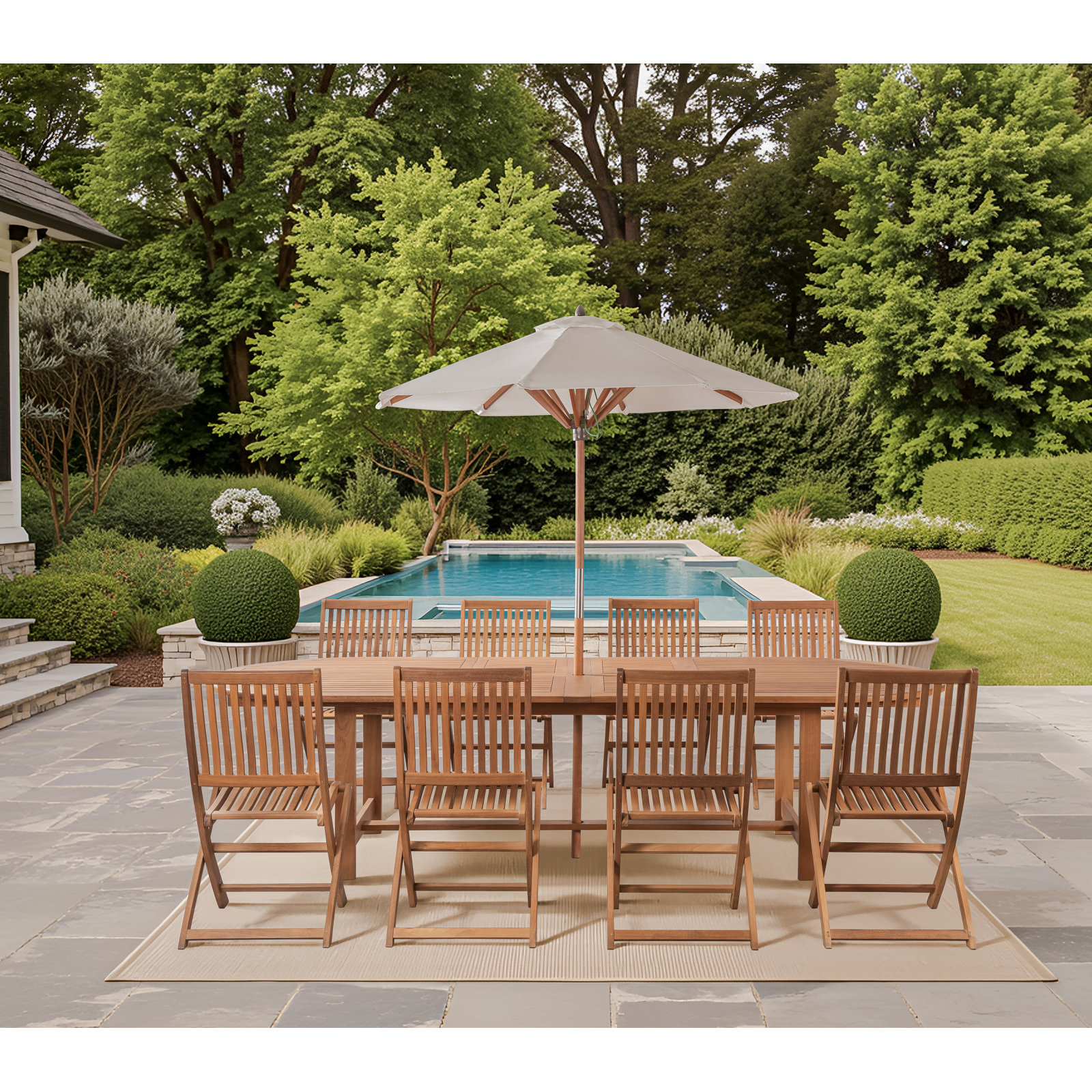 Ross 87" Extendable Eucalyptus Patio Dining Table