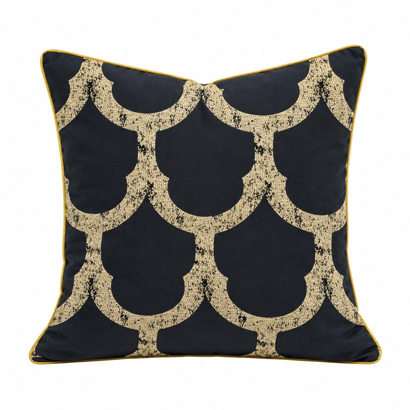 Housse de coussin noire Golden Connection 22x22