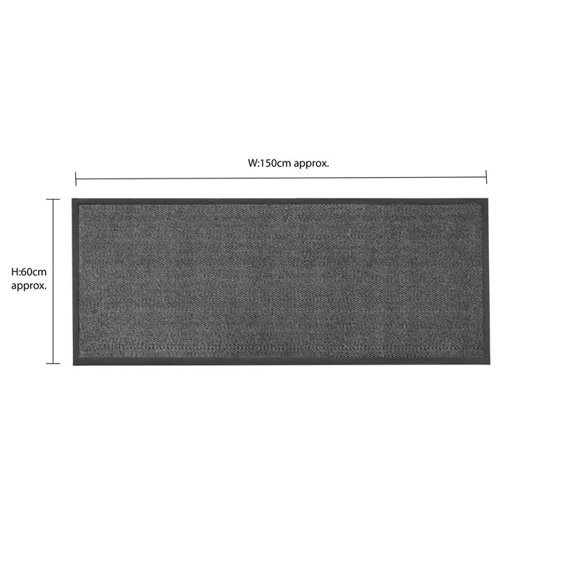 Non-Slip Indoor Doormat, Grey, Runner 60 x 150cm