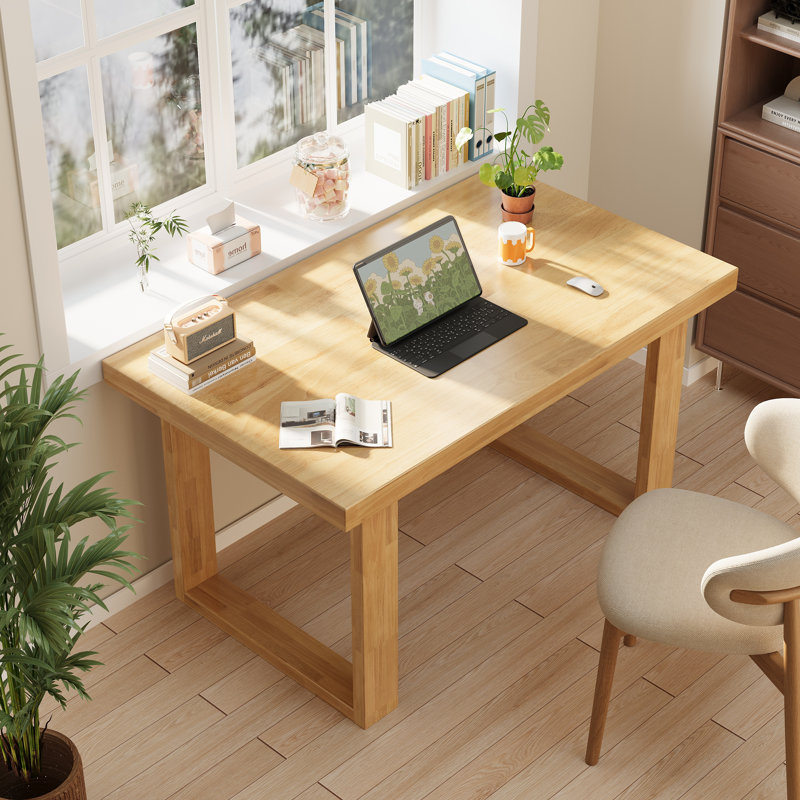 Bureau d'écriture rectangulaire en bois massif 55,1 po avec pupitre en U, 47.2"W × 31.5"D × 29.5"H