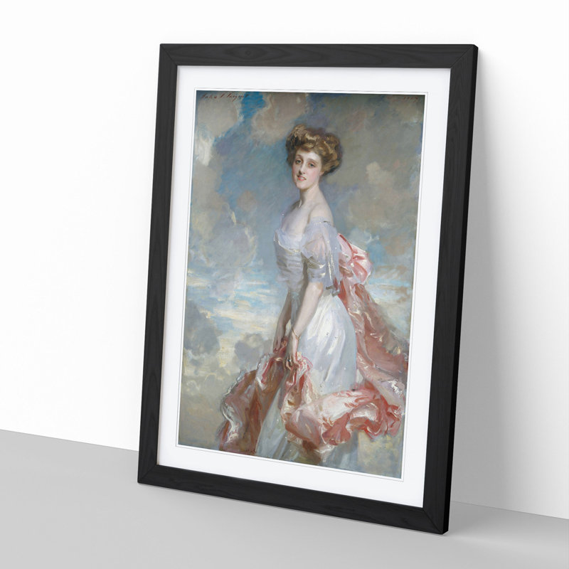 Portrait of a Lady by John Singer Sargent - Picture Frame Painting, 48cm H x 36cm W x 2cm D, Black Framed