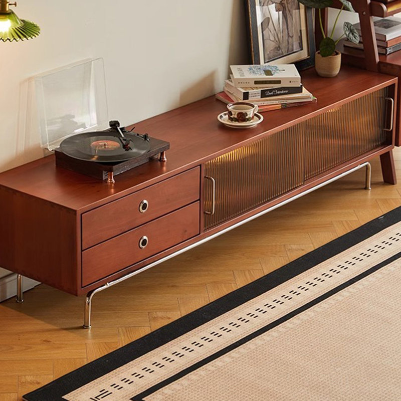 Retro solid wood storage TV cabinet