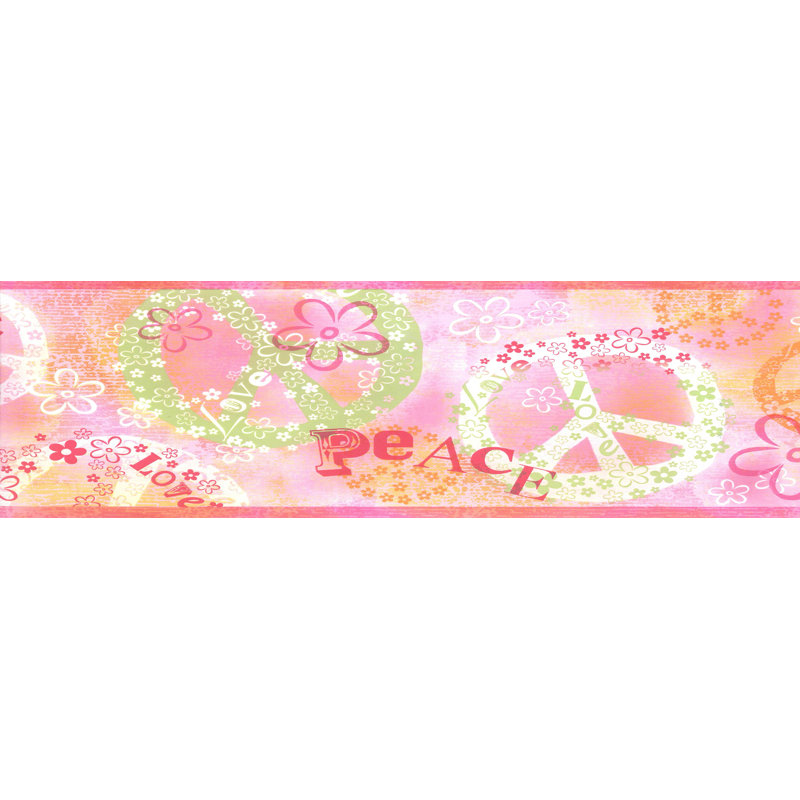 Bordure de papier peint L 15 pi x l 7 po Tryon Kids Peace Love