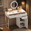Meuble-lavabo de 31,5 po avec miroir éclairé, coiffeuse de luxe avec 2 tiroirs et 1 armoire, 3 modes d'éclairage disponibles pour la chambre à coucher