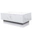 Bureau à rallonge blanc avec surface coulissante et compartiment de rangement dissimulé