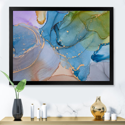 «Green and Blue Tender Liquide Art II», reproduction sur toile