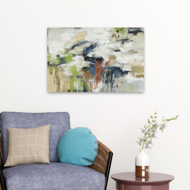 Highline View - Abstrait beige noir bleu, H 24 po x l 16 po