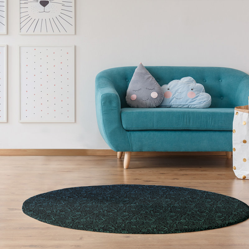 Chenille Abstract Indoor Rug, Round 5'