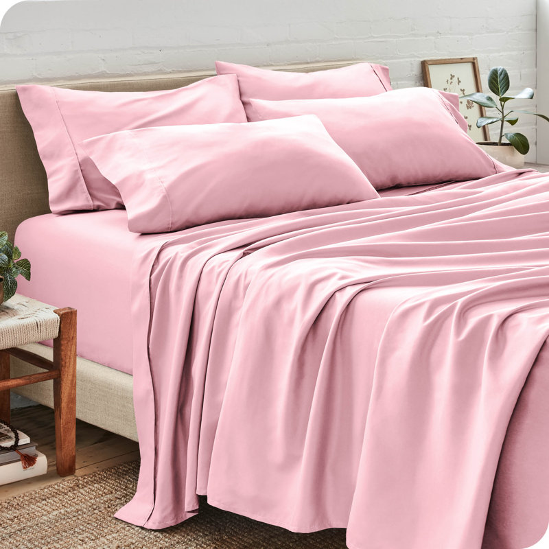 Microfiber Sheet Set with Bonus Pillowcase Set, Light Pink, Queen