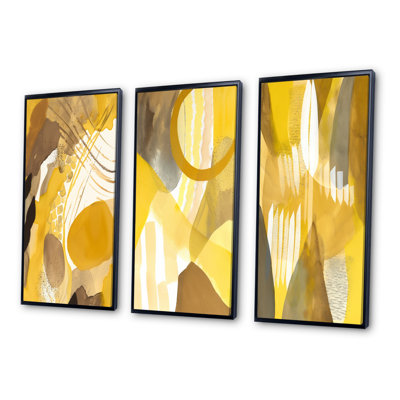 Ensemble d'imprimés 3 pièces - Moutarde jaune, rêves rétro, aquarelle VI