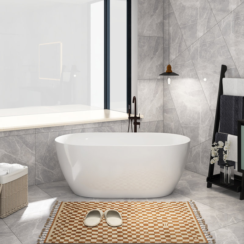 x Freestanding Soaking Acrylic Bathtub, Gloss White