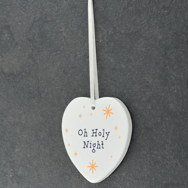 Carley Oh Holy Night Heart Shaped Ceramic Ornament