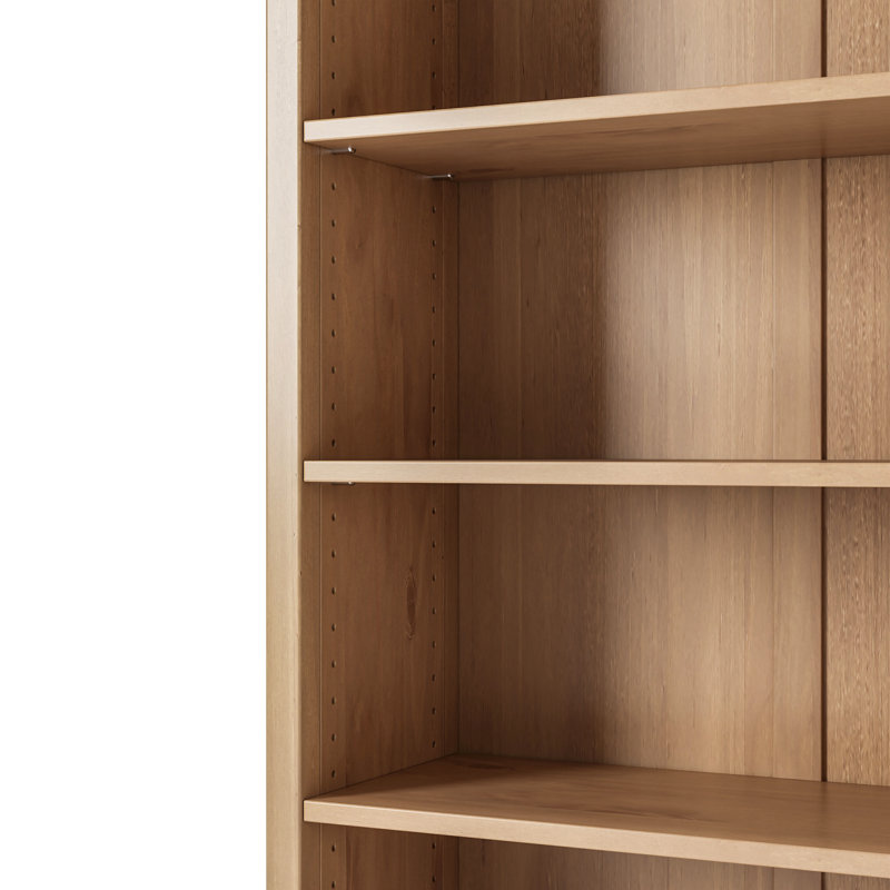 Bibliothèque en bois massif de style Shaker classique, (6 tablettes) H 72 po x l 30 po x P 13,25 po, Chêne clair