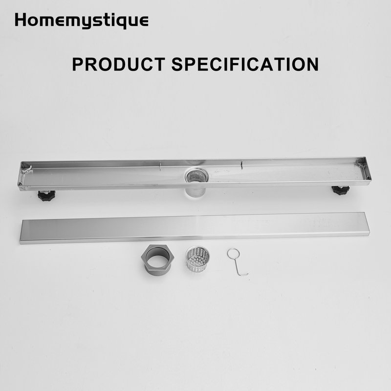 32 po Drain de douche linéaire en acier inoxydable avec couvercle à fente noir mat, Nickel