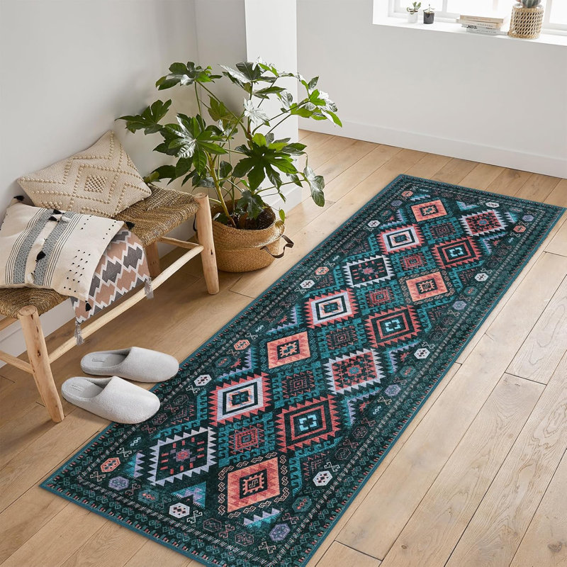 Lavable, tapis moderne, style géométrique, style bohémien, rustique, géométrique, facile à nettoyer., Rectangle 9 pi x 12 pi