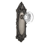 Victorian Plate with Round Clear Crystal Door Knob