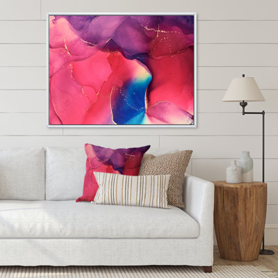 Art liquide abstrait rouge et bleu - reproduction sur toile