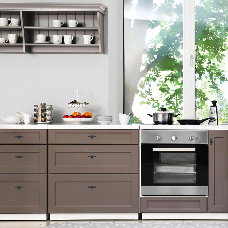 Paquet de 10 poignées d'armoire noir mat - Poignées de tiroir carrées en acier inoxydable pour armoires de cuisine et de salle de bain - Installation facile avec les vis incluses