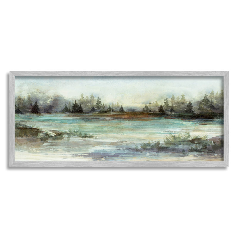 «Woodland Nature Pond Landscape», estampe numérique par Nina Blue, H 10 po x l 24 po x P 1,5 po, Estampe numérique Farmhouse