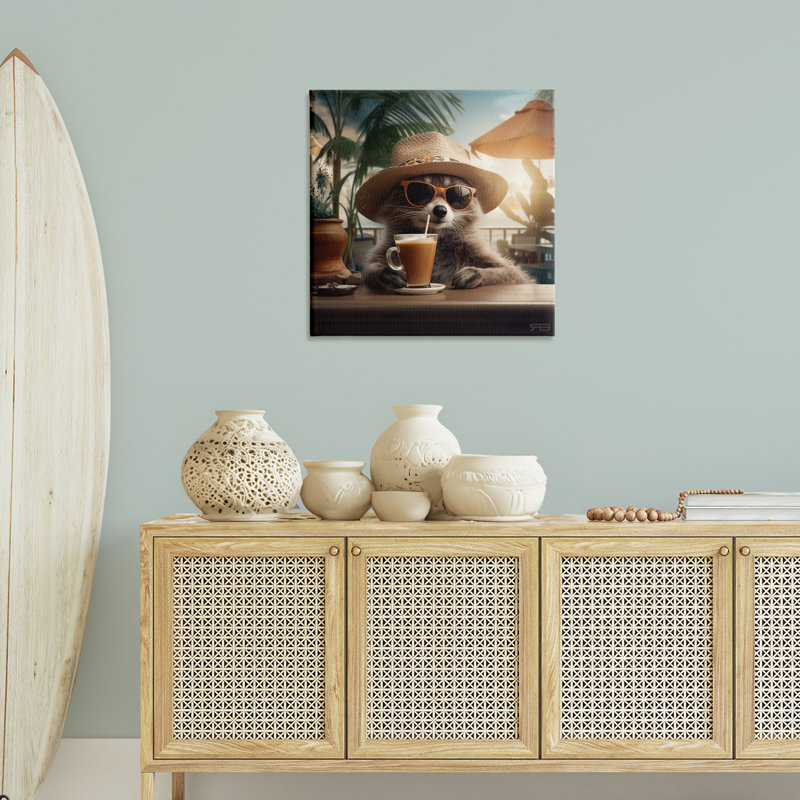 Art animalier avec boisson tropicale par RB, H 30 po x l 30 po