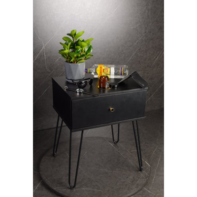 Filebrook 50cm W Manufactured Wood Bedside Table