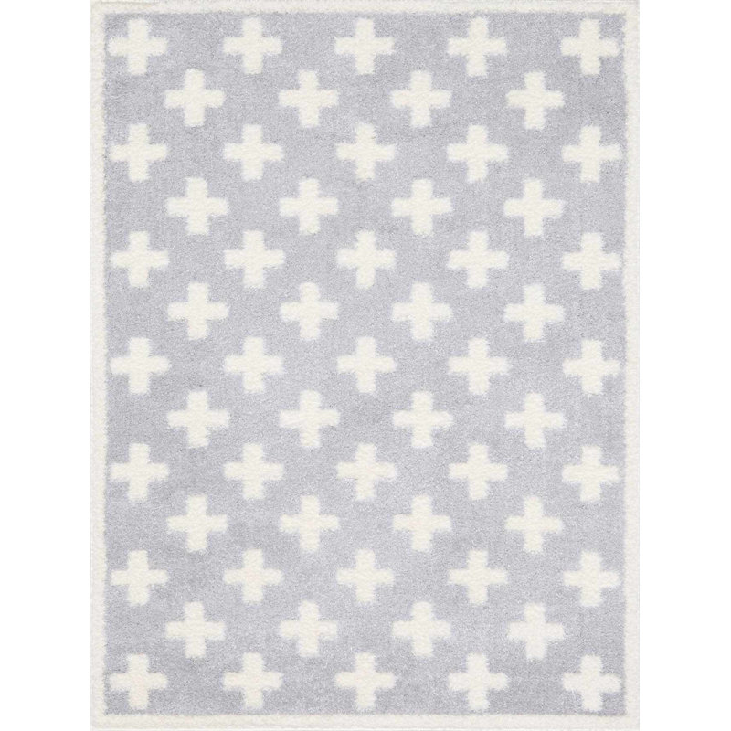 Tapis rectangulaire en polyester tissé à la machine géométrique crème, Tapis de couloir 2 pi 7 po x 7 pi 3 po