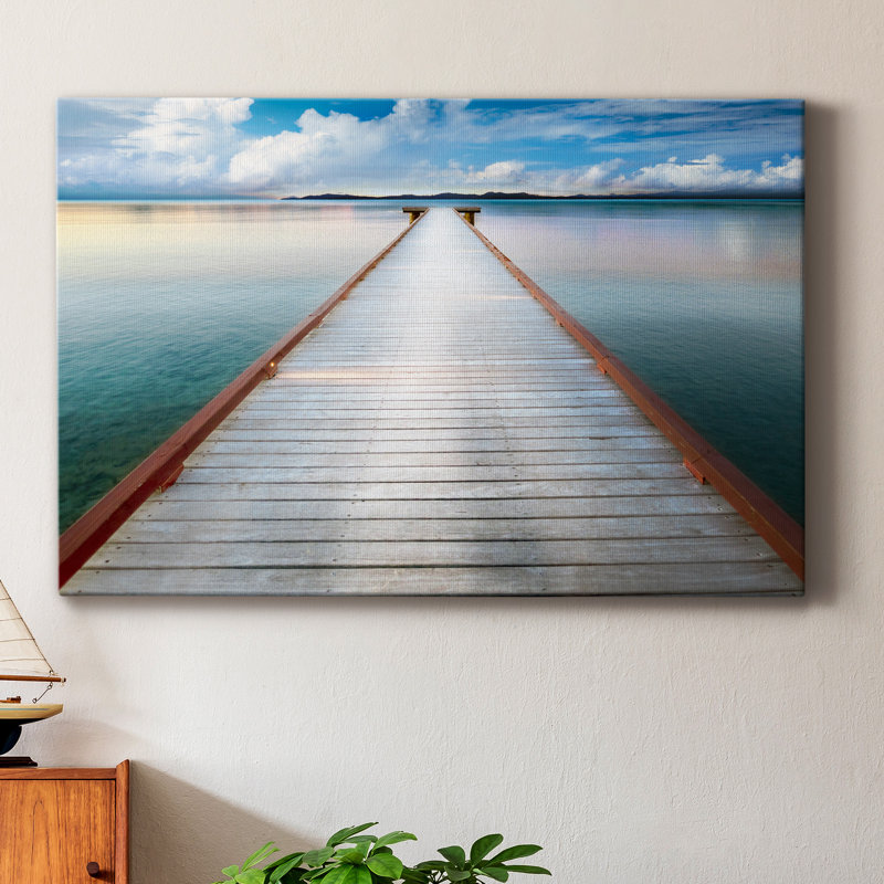 Toile tendue avec châssis Long View Pier - prête à être accrochée, H 27 po x l 18 po x P 1 po