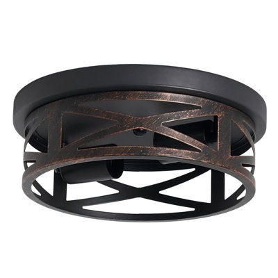 Industrial Round Cage Flush Mount Ceiling Light