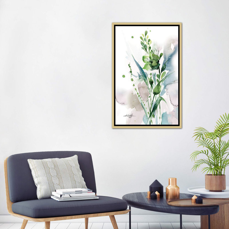 « green bliss i » par kathy morton, reproduction d’art, H 40 po x l 26 po x P 1,5 po, Toile encadrée d'or